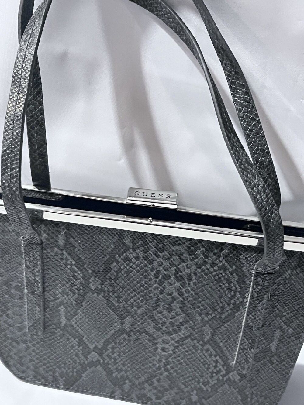 Y2K Guess Black Gray Animal Print Shoulder Bag with Silver Hardware
